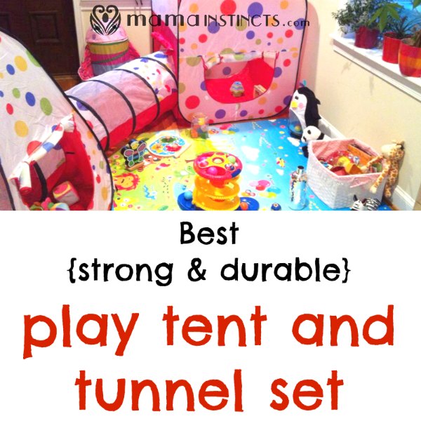 Tired of tent sets that break or are complicated to set up? I was too until I found this one. We've had it over 3 years and it's still like new. #babygear #toys #kidtoys #playtent #playtunnel