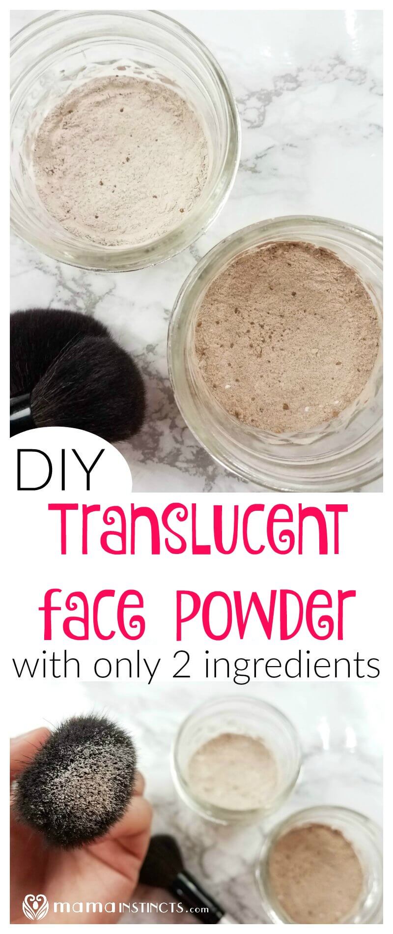 Try this non-toxic and organic DIY translucent face powder to set your make-up and remove the shiny look on you face during the summer months. Safe for moms, dads and even kids.