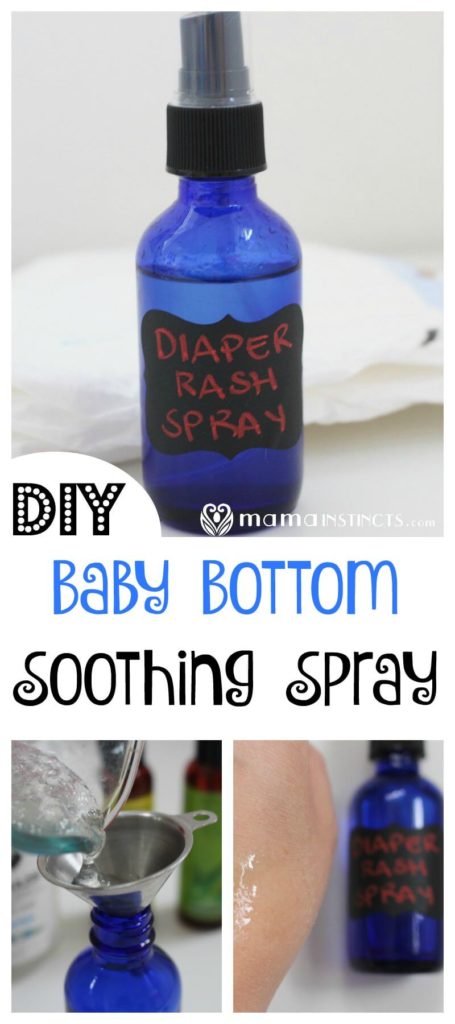 Soothe your baby's bottom with this easy DIY spray. This spray is a must-have for your diaper bag since it also soothes skin. All you need is 2 key ingredients: witch hazel and aloe vera. You can also use this spray for postpartum care.
