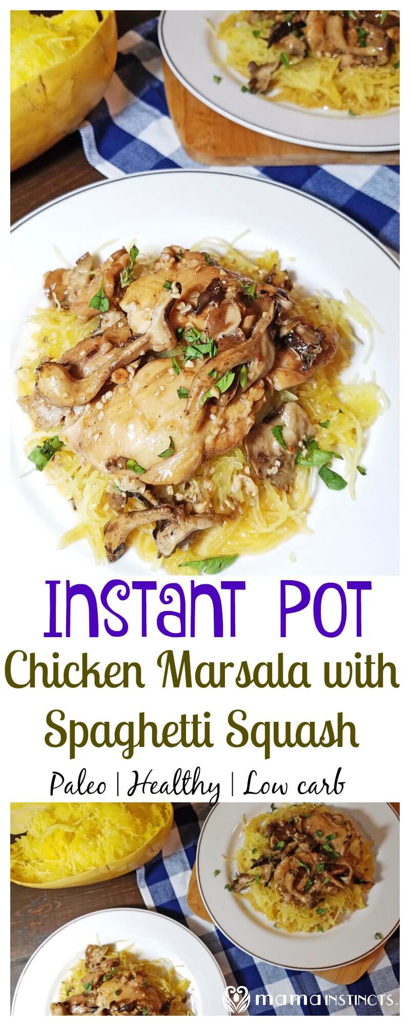Try this tasty Chicken Marsala with Spaghetti Squash recipe that is ready in under 30 minutes using an Instant Pot. It's paleo, healthy, low carb and a meal the entire family will love.