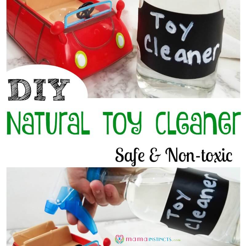 Are you cleaning your kid's toys with toxic chemicals? Keep your kids safe by using this simple natural toy cleaner - all you need is 2 ingredients. This non-toxic toy cleaner is a must if you have a baby chewing all their toys.