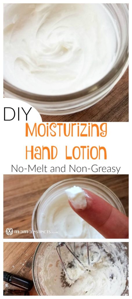 Try this moisturizing DIY hand lotion recipe. This non-toxic and organic DIY recipe leaves your hands feeling so soft without a greasy residue.