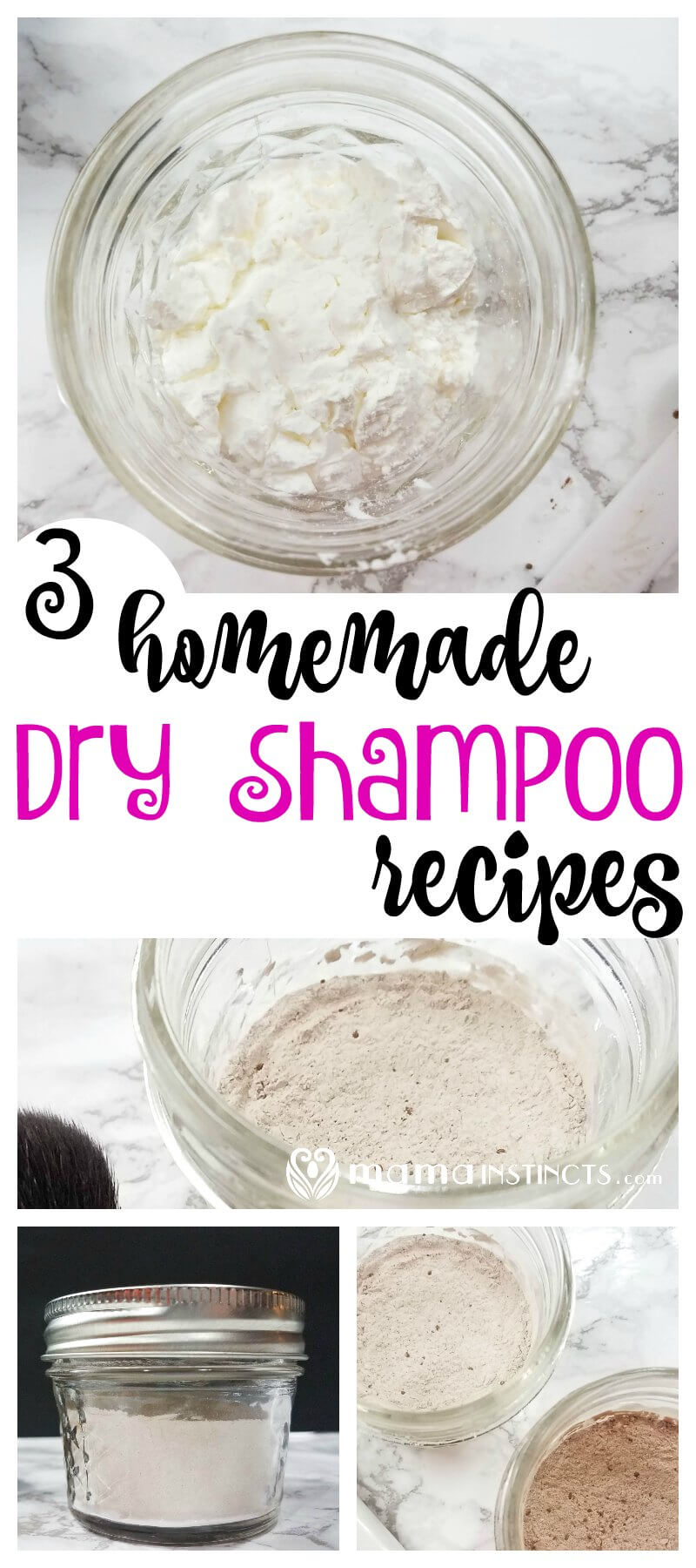 Did you know you can make safe and non-toxic dry shampoo with just one or two ingredients? Now you won't have to wash your hair every day but you can keep it looking fresh and clean with this diy homemade dry shampoo recipe. #DIY 