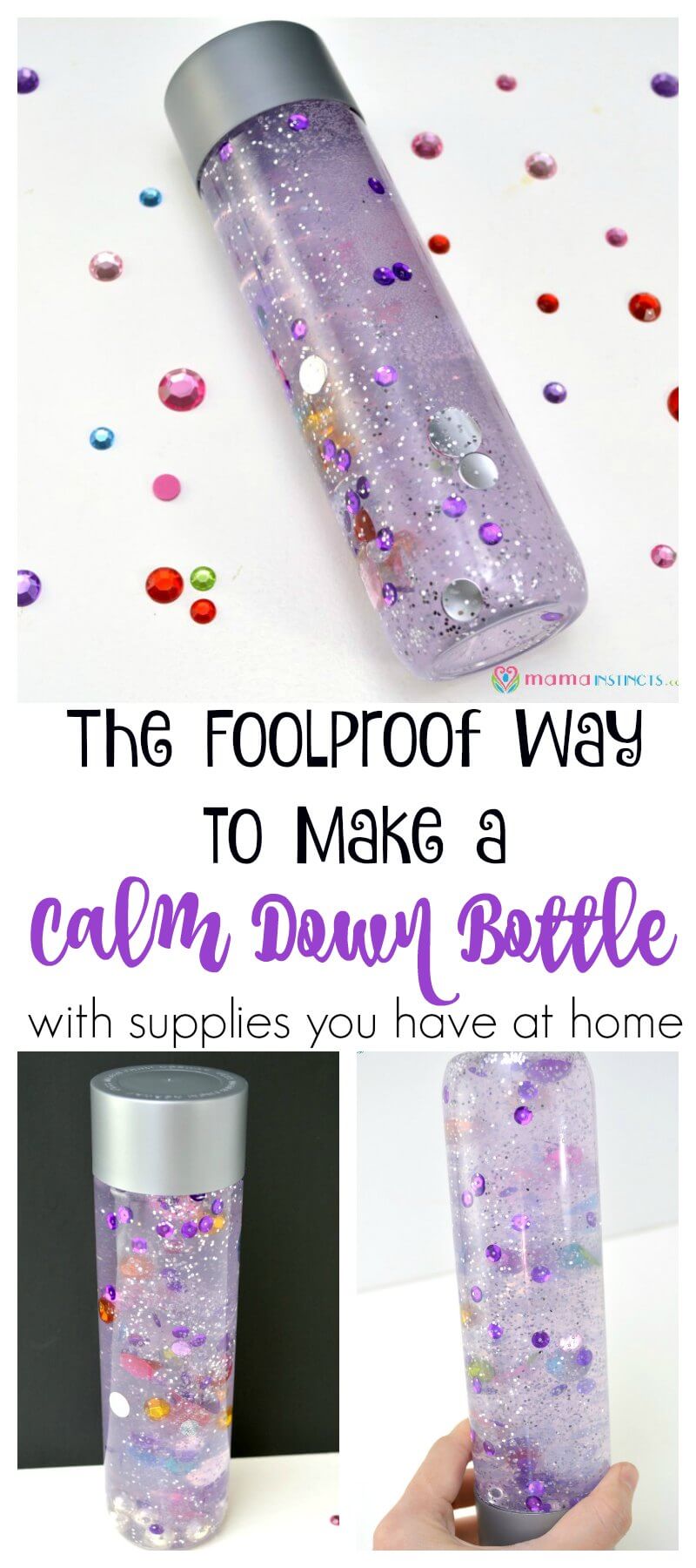 If you had issues getting your sensory bottles to work, try this easy peasy tutorial that will work like a charm. These calm down bottles can be customized with whatever you have at home and provide hours of fun! #sensoryactivity