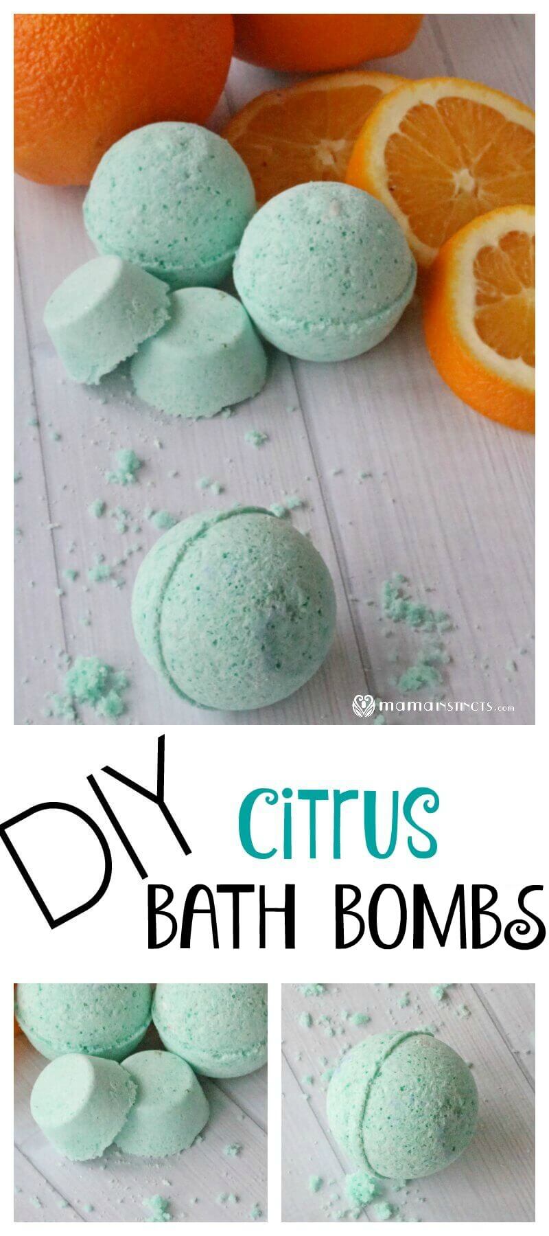 Make these DIY citrus bath bombs for a relaxing bath that will soothe your entire body. Made with mostly organic ingredients and free of artificial dyes. #DIY #bathboms