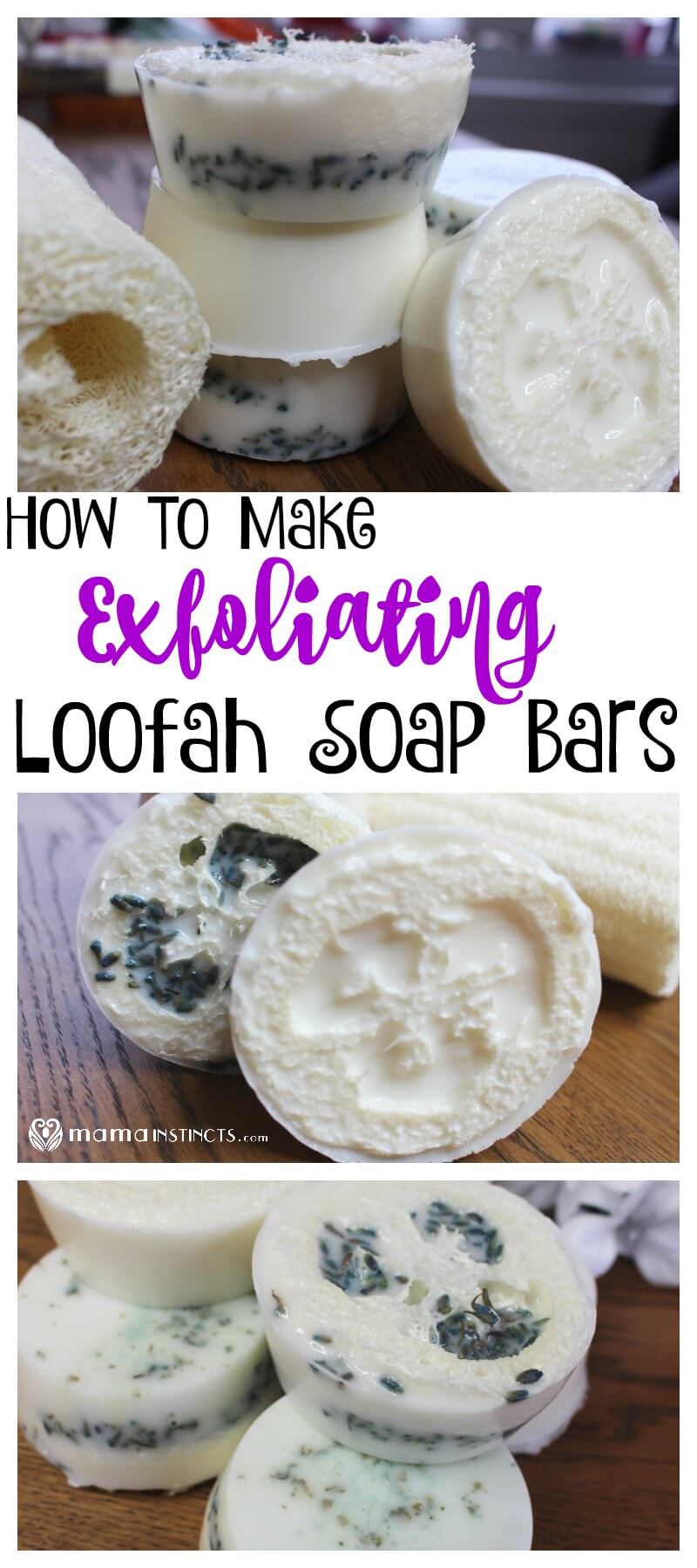 Try this DIY recipe for homemade loofah soap bars. They gently exfoliate and cleanse your skin leaving it healthy and nourished. #DIY #DIYbeauty 