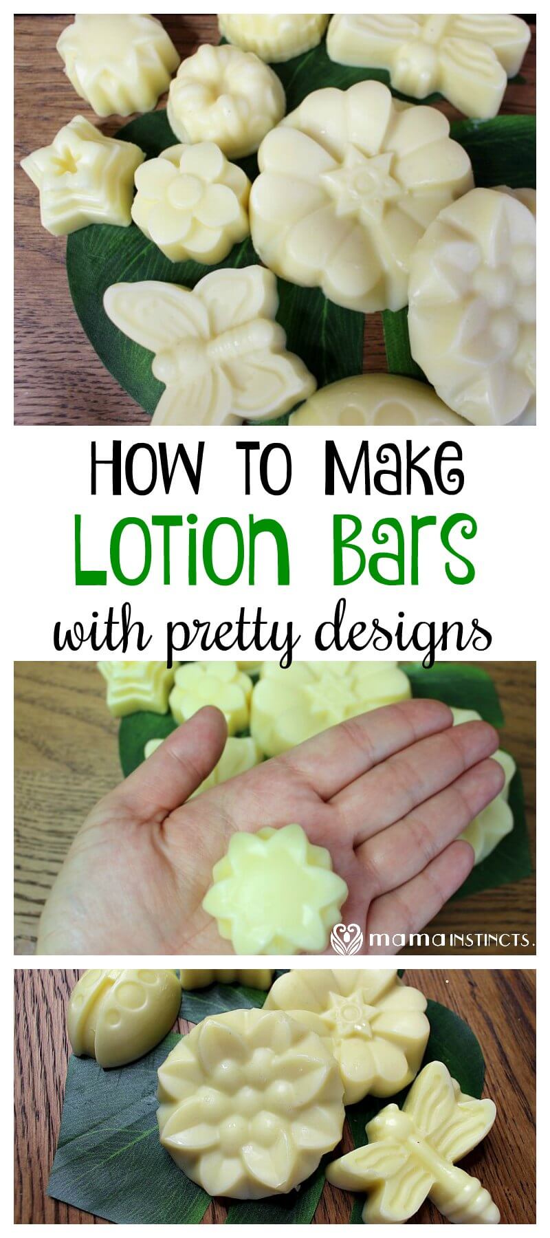 Make beautiful lotion bars with organic ingredients that will melt when they come in contact with your skin to nourish your body. #DIY #DIYbeauty 
