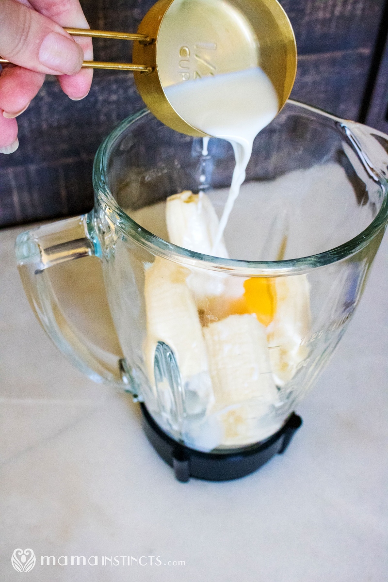 Instant Pot Banana Bread Recipe mashing bananas